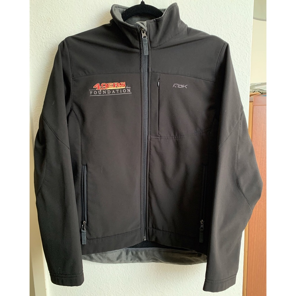 49ers Reebok Waterproof Fleece Black Jacket Med